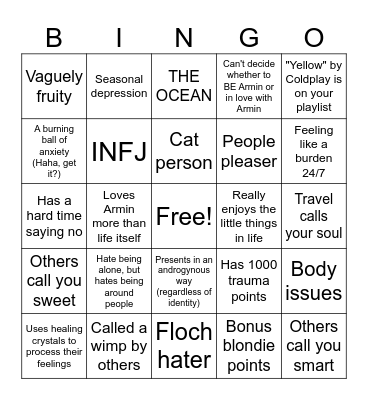 armin kinnie bingo Card