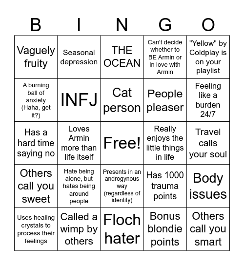 armin kinnie bingo Card