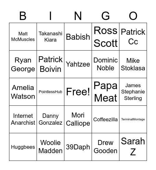 Disgraced Internet Celebrity Bingo Card