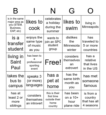 People Bingo Card