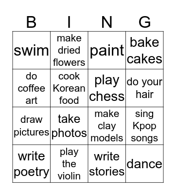 Can you ~~ well? Bingo Card