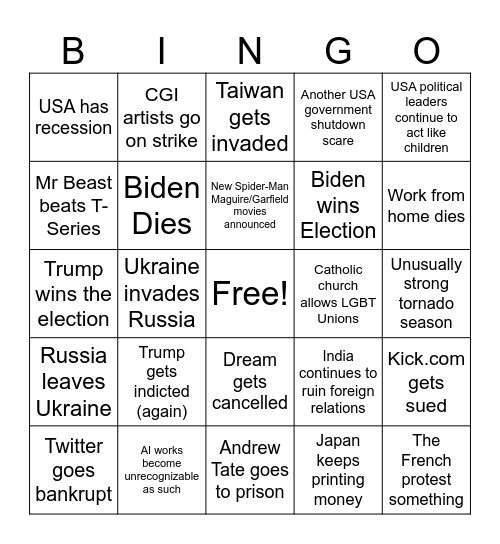 2024 Bingo! Bingo Card
