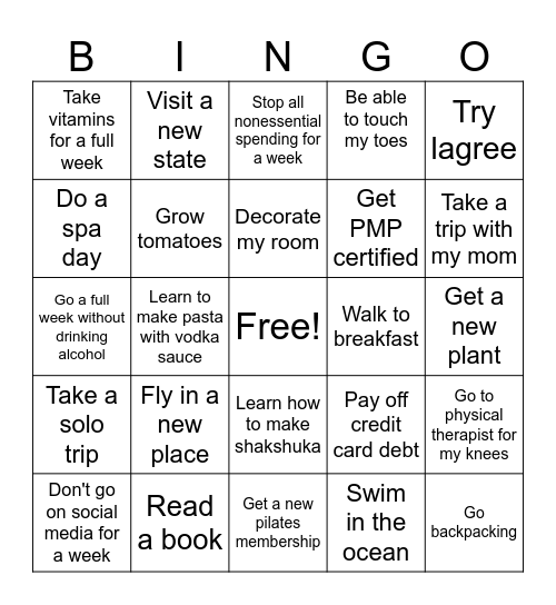 Cindy's 2024 Bingo Card Bingo Card