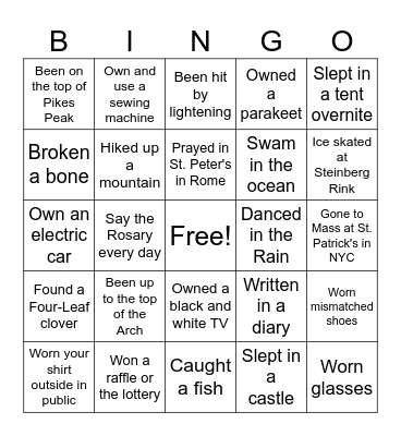 #1 GET TO KNOW YOU BINGO Card