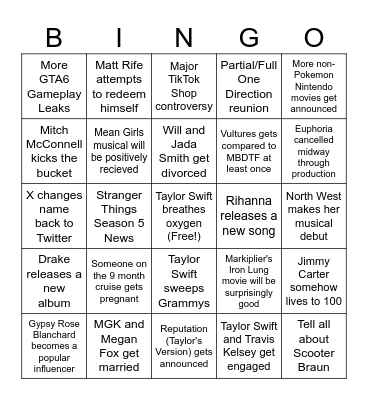 My (Personal) 2024 Bingo Card Bingo Card