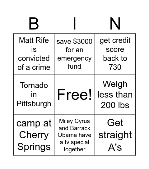 2024 Bingo Card