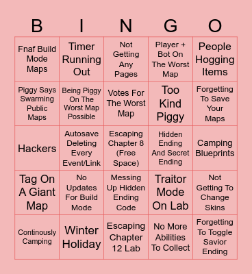 Piggy Bingo Card