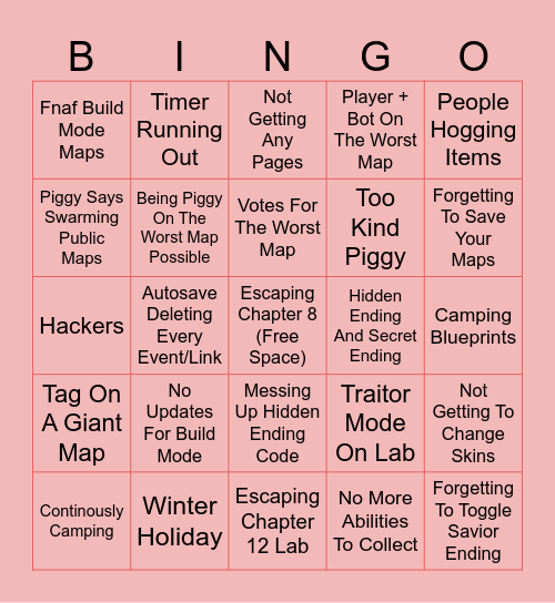 Piggy Bingo Card