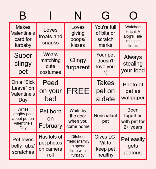 Virtual Valentine's Day Bingo Card