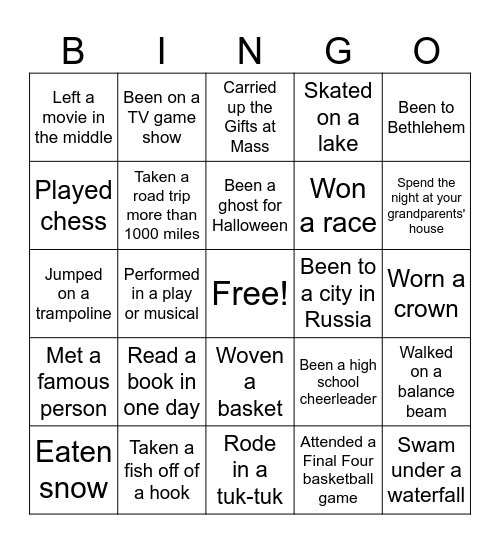 #2 Get to Know you Bingo Card
