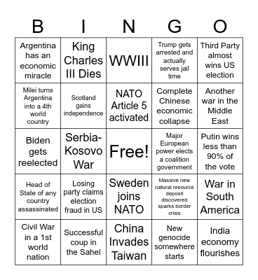 2024 Geopolitics Bingo Card