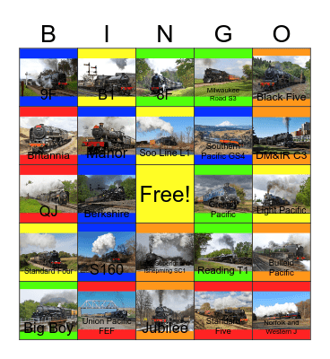 The Steam Locomotive: An Engineering History Bingo Card
