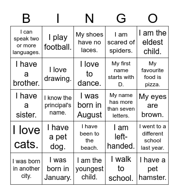 Find Someone Who Bingo Card