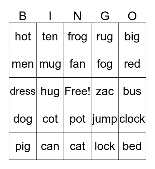 fun with words Bingo Card