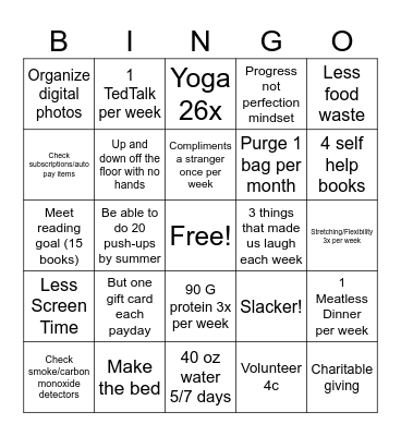 Kim’s 2024 Intentions Bingo Card