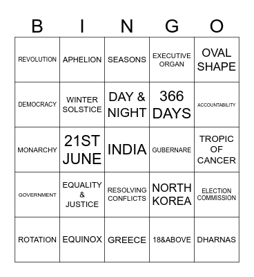 REVISION Bingo Card
