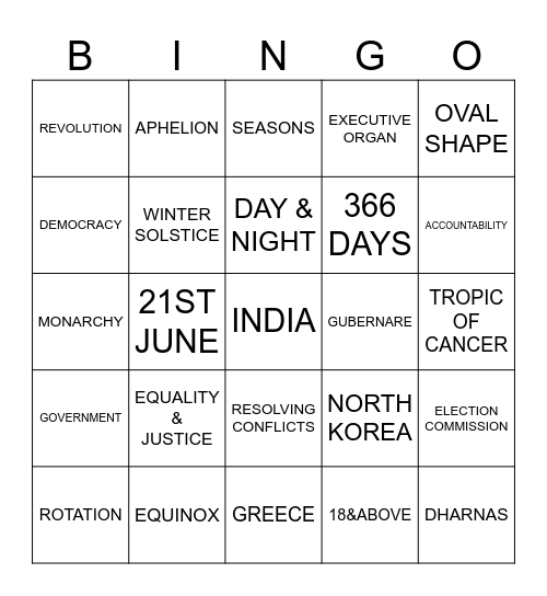 REVISION Bingo Card