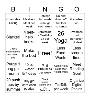 Kim’s 2024 Intentions Bingo Card