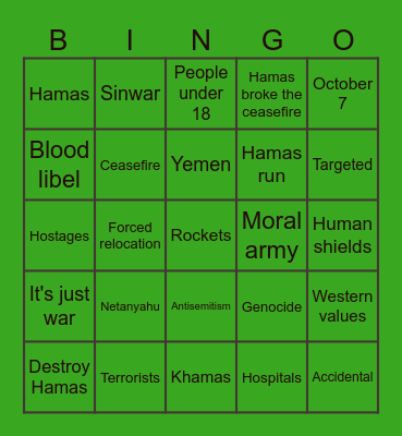 ICJ Hearing Bingo Card