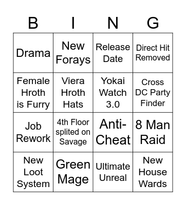 Fanfest Bingo Card