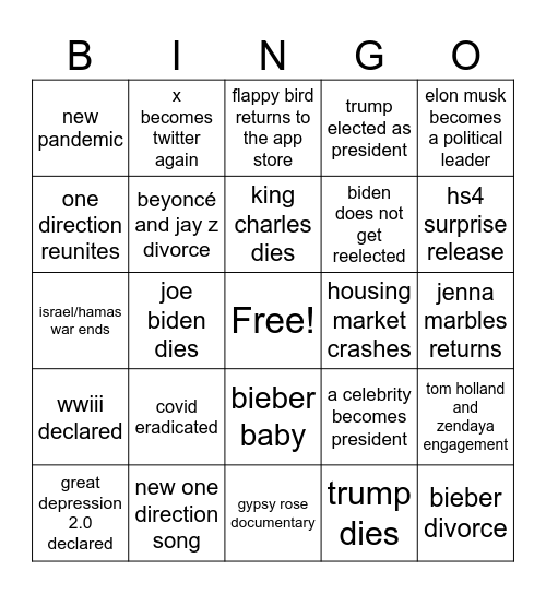 2024 Bingo Card! Bingo Card