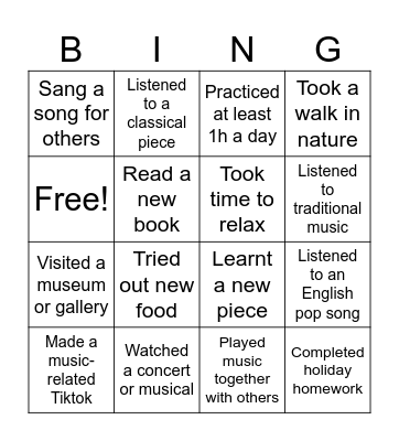 My 2023 EOY holiday Bingo Card