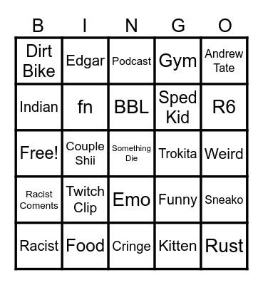IG REELS Bingo Card