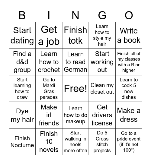 My 2024 bingo card Bingo Card