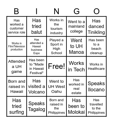 Networking Bingo Card