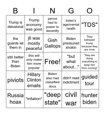 trump v biden debate Bingo Card