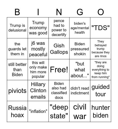 trump v biden debate Bingo Card