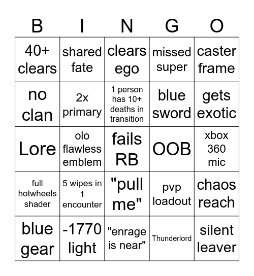 lfg bingo Card