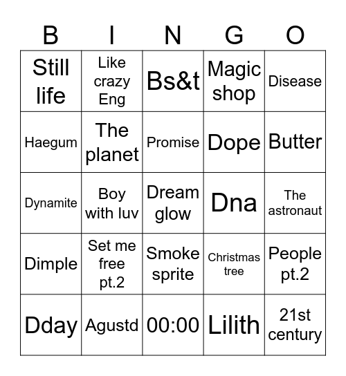 Dora🍰 Bingo Card