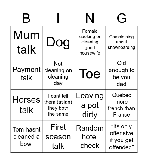 Pierre Bingo Card