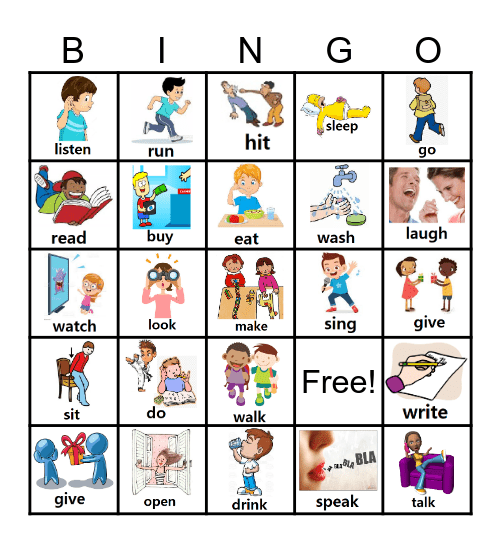 Verbs Bingo Card