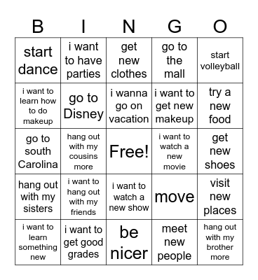bella's bingo Card