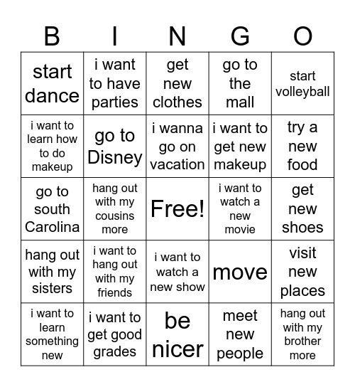 bella's bingo Card