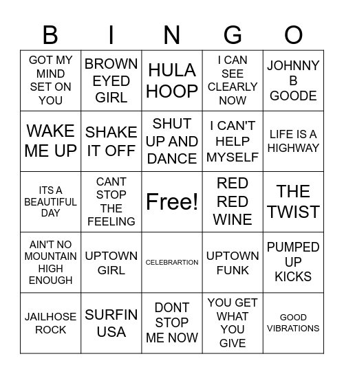 #5- HAPPY SONGS COVER ALL Bingo Card