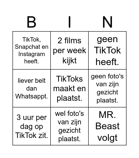 Vind iemand die..... Bingo Card