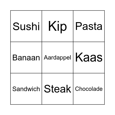 Eten Bingo Card
