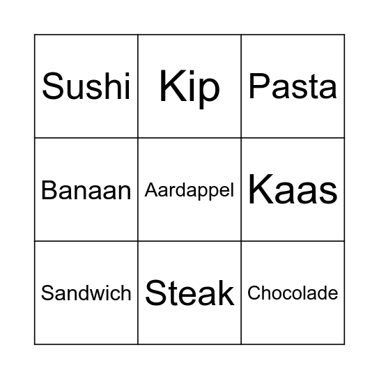 Eten Bingo Card