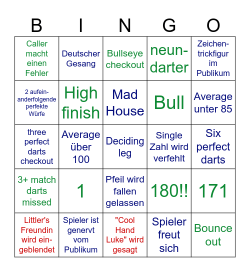 D A R T S Bingo Card