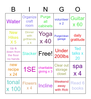2024 Goals Bingo Card
