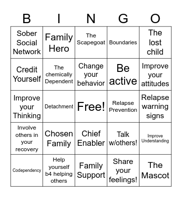 Spectrum! (Family Roles & Dynamics) Bingo Card