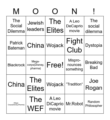 Moon Video Bingo Card