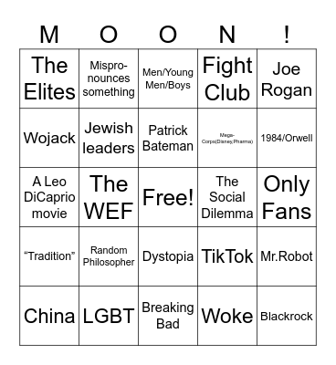 Moon Video Bingo Card