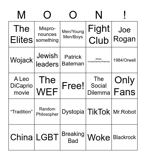 Moon Video Bingo Card