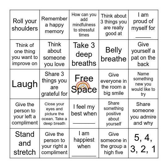 Mindfulness Bingo Card