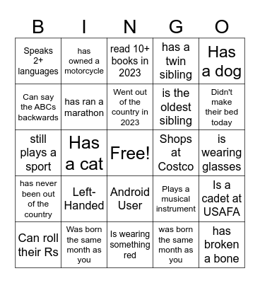 Ice Breaker Bingo Card