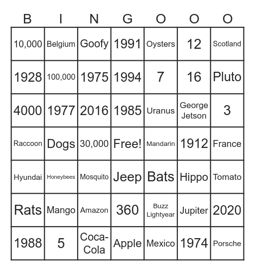 AF OOS Trivia BINGOOO! (Jan 2024) Bingo Card